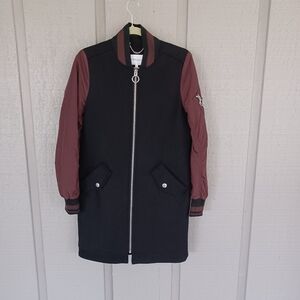 Bcbgenration Wool Blend Coat Size XS Women Preppy Full Zip Long Sleeve Pockets